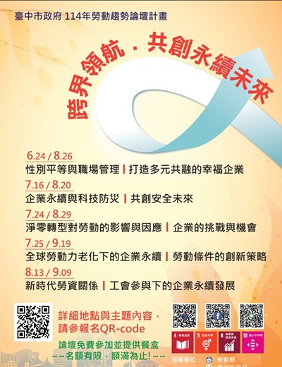 臺中市政府114年度勞動趨勢論壇宣傳海報