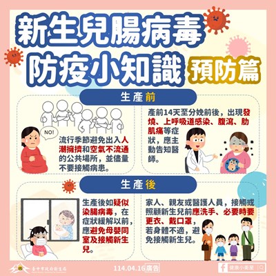 預防新生兒腸病毒生產前後注意事項